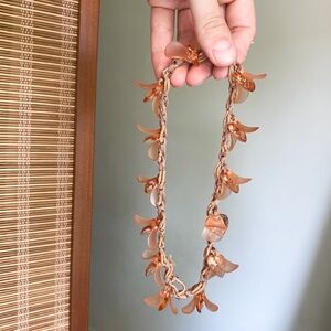 ☀️ Y2K Vintage Amber Orange Boho Flower Charm Bracelet – Woven Cord